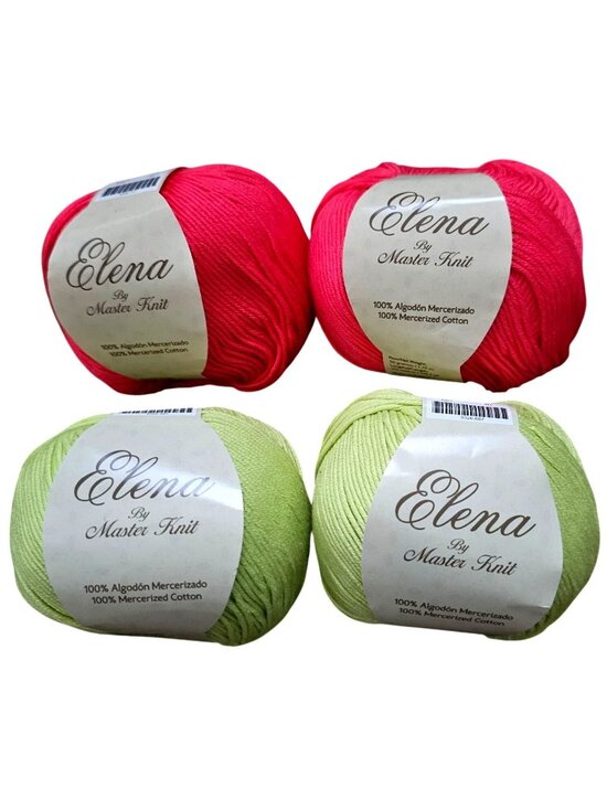 Master Knit Other - Master Knit Elena Mercerized Cotton Yarn 4 Skeins Hot Pink Lime Green 50g 125m M